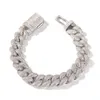 Mens Bracelets Bangle Hiphop Jewelry Designor For Women 14MM CZ Zircon Iced Out Cuban Link Imitate Diamond Bracelet
