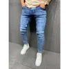 Modas hilovable de alta qualidade masculino desgastado perna jeans estiramento jeans skinny jeans masculino