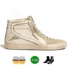 Goldenss Goosess Mid Slajd High Top Sneakers Designer Włoch marka męskie damskie buty swobodne buty laminowana skórzana gwiazda do stare brudne but flash vintage wykończenie cielęcy