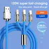 3 In 1 Fast Charging Cable 120W 6A Metal Liquid Silicone Type C Micro USB Data Charger Cable 1.2M For Samsung S24 Huawei LG Oneplus Xiaomi Android
