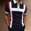 남성용 폴로 고품질 폴로 셔츠 2024 줄무늬 짧은 슬리브 티셔츠 캐주얼 비즈니스 지퍼 탑 티스 여름 의류 소년