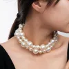 Colares de colares redondos de jóias de colar de pérolas