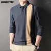 Herrpolos toppklass 2024 Fashion Mens Designer Plain Brand Polo Shirt Regular Fit Casual Striped Korean Long Sleeve Tops Men kläder