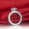Eleganti anelli con diamanti sintetici da 2 ct per donna Autentici gioielli in argento sterling 925 placcato oro bianco Anello di promessa per Her238s