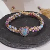 Beaded Handmade Natural Stone Bracelet Women Fashion Heart Purple Agates Beads Charm Braided Bracelets Boho Yoga Wrap Bangles Jewelry YQ240226