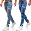 Fashions Hilovable Mens Denim Fabric Casual Matte Zipper Design Sport Fashion Casual Jeans Män