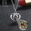 Necklaces EthShine Personalized Custom Photo Necklace S925 Heart Projection Pendant Jewelry Gift for Mom Women Wife Christmas Day Gift