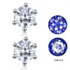 Stud Earrings BIJOX STORY Love 100 Plum Blossom Sakura Multi Cut Moissanite For Female 925 Sterling Silver Fine Jewelry
