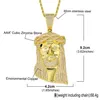 92mm High Big Jesus Piece Pendants Halsband Hip Hop Cubic Zirconia Paved Bling Iced Out Men Rapper Jewelry Gold Color1260b