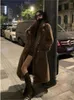 Kadınlar Kürk Sahte Mink Paltoları Kadınlar İçin Sonbahar Kış Uzun Ceketler Kalın Sıcak Çift Kruvaze Dönüş Yatak 2024 Moda Paltolar