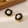 Stud Earrings French Vintage Black Dripping Pearl Silver Needle High-end Sense Simple And Versatile