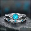 Cluster Rings New Fashion Stackable Sier Plating Zircon Ring For Women 5 Color Rhinestone Inlayed Engagement Wedding Trendy Dhgarden Dhbbc