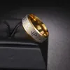 ソリティアリングメンリングステンレススチールファッションスタイルの男性ダブルレタールーン語Odin Norse Viking Amulet Retro Rings Jewelry 240226