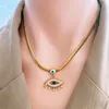 Necklace Earrings Set Stainless Steel Turquoise Eye Devil Earnail Bracelet Women's Wedding Bridal Jewelry