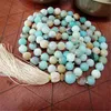 Pendentifs 6mm Amazonite pierre précieuse 108 perles Mala gland collier bénédiction guérison à la main Chakra accessoires prier Reiki Ruyi