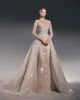 Luxury A-Line Women Wedding Dress Sweetheart Long Sleeves Bridal Gowns Crystal Sequins Detachable Train Dress Custom Made vestidos de novia