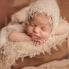 Filtar 2 datorer Baby som tar emot filthattkläder Set Soft Sleeping Swaddle Wrap Born Infant Praphy Props Accessories