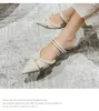 Модельные туфли Сандалии Baotou на высоком каблуке с жемчугом, лето 2024, средний размер, большой размер, фиолетовые женские