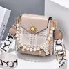 Mini besetzt Dekor Crossbody Bag Damen Plaid Muster Crossbody Body Faux Pearl Griff Klappe Geldbeutel