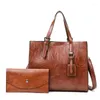 Borse da sera Borse da donna in pelle PU di grande capacità Borsa a tracolla alla moda per set casual da 2 pezzi Borsa tote bordeaux