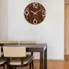 Relógios de parede 12 polegadas relógio de madeira brilha no escuro marrom mdf números brancos silencioso decoração de casa moderna