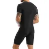 Herrbadkläder herr kort ärm blixtlås front leotard bodysuit ett stycke dans gym träning jumpsuit biketard unitard brottning singlet