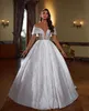 Vintage A Line Wedding Dresses Off Shoulder Bridal Gowns Sequined Sleeveless Deep V Neck Bride Dresses Custom Made Plus Size