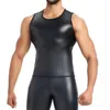 Männer Body Shaper Kunstleder Weste Unterhemd Tank Top Ärmelloses Hemd Westen Herren Abnehmen Unterwäsche Taille Trainer Korsetts 240220