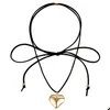 Chokers goth svart veet Big Heart Pendant Choker Halsband för kvinnor Elegant Weave Knutt justerbara Drop Leverans smycken Halsband P OT2EQ