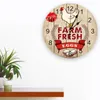 Wandklokken Boerderij Eieren Houten Plank Retro Stijl Decoratieve Ronde Klok Op Maat Ontwerp Niet Tikkende Stille Slaapkamers Groot