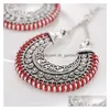 Dangle & Chandelier Ethnic Hollow Vintage Sliver Rope Wrap Earrings For Women Bohemian Crescent Long Hook Dangle Earring Je Dhgarden Dh7Wf