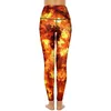 Active Pants Red Fire Leggings Abstrakt Print Fitness Yoga Hög midja Roliga sportstrumpstrumpstrumtar Elastiska mönster Legging