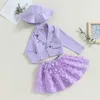 Set di abbigliamento FOCUSNORM 4-7Y Moda Bambino Vestiti per ragazze 3 pezzi Vestito Manica lunga Cappotto con bottoni Farfalla Maglia Gonna in tulle Set cappello