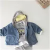 Jackets Children Clothing Kids Denim Coat Korean Style Boys And Girls Autumn Winter Fashion Handsome Hooded Pocket Jacket Drop Deliv Dhmj4