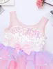 Girl Dresses Ballerina Fairy Prom Party Costume Kids paljetter Mesh Splice Dress Girls Dans Wear Ballet Gymnastics Leotard Tutu