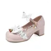 Dress Shoes PXELENA Lovely Women Wedding Lolita White Pink Large Size 34-48 Bow Knot Ruffles Strawberry Cosplay JK LO Mary Janes