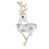 Pins, Brooches High Quality Enamel Christmas Deer Pearl Brooches For Women Kids Rhinestone Lucky Animal Sweater Coat Collar Dhgarden Dh59Z