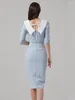 Werkjurken Koreaanse 2-delige outfits Elegant kantoor Dames Schattig Temperament Halve mouw Crop Tops Shirt Blouse Hoge taille Rok Dating Slim