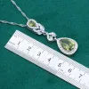 Stelt nieuw aankomsten 925 zilveren sieradensets voor vrouwen bruid olijfgroen zirkoon armband oorbellen ketting hanger ring vakantie cadeau
