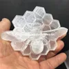 Natural Selenite Quartz Crystal Stone Bee Reiki Healing Spirit Animal Hand Carved Satin Spar Honeycomb Honey Bee Sculpture Mineral Specimen Home Decoration Gift