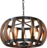 Anmytek Pumpkin Round Pendant Light Vintage Rustic träram Lamp Justerbar kedja Chandelier E26 Baskula hängande belysning