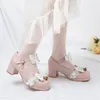 Модельные туфли PXELENA, милые женские свадебные туфли в стиле Лолиты, белые, розовые, большой размер 34–48, с бантом и оборками, клубника, косплей, JK LO, Мэри Джейн