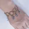 Link Armbänder Handgefertigte Ringe Luxus Strass Kristall Benutzerdefinierte Geburtsjahr Brief Anhänger Für Frauen Metallkette Knöchel Armband Schmuck