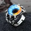 Solitaire Ring Gothic Men's Punk Colorful Evil Eye Rings For Men Women Fashion Vintage Demon Dragon Claw Ring Male Jewelry Accessories Gifts 240226