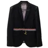 TB THOM Blazer With Pin Belt Men Patchwork Striped Clothing Formal Suit Slim Fit Casual Jacket Single Breasted Pure Wool Coat