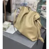 Shoulder Bags Women's bag 2024 new pull-out with pleated bucket bag senior sense cowhide diagonal package home cloud bag