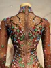 Stage Wear Sexy Transparent Colorful Rhinestones Mesh Long Dress Model Singer Host Performance Costume Birthday Prom Evening Outfit