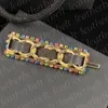 Klasyczny łańcuch literowy Barrettes Kolor Rhinestone Hair Clips Women Girl Designer Metal Square Barrettes Luksusowe złote spinki do włosów