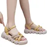 Fashion Roman Sandals Women's 2024 Summer New Fashionable Sandals Versatile Thick Sole One line with rhinestone wedge and sponge cake shoes