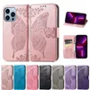 For iPhone15 Phone Iphone14 13 12 Leather Case For Samsung Phone Case Luxury Clamshell Butterfly Emboweled Phone Case Apple 13 Wallet Card XS Protective Case